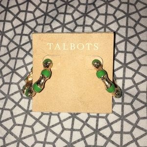 Gold/Emerald Small Open Loop Earrings